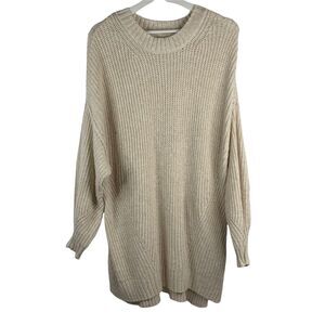 American Eagle Size M Sweater Chunky Knit Round Neck Beige Long Sleeve Women’s